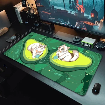 Голям геймърска подложка за мишка с авокадо и котка XXL, сладък подложка за мишка, размер геймър, за офис постелки, кавайный подложка за момичета, за спални