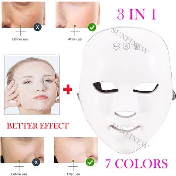Горещ компрес EMS, 7 цвята, led фотонная маска за лице със сензорен екран, безжичен микротоковый отопление, против бръчки, премахва умората на очите, на новост