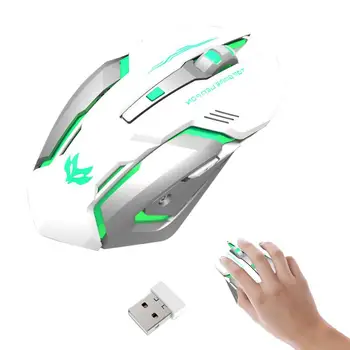 Детска мишка, безжична игра мишка за лаптоп, бяла, черна, USB безжична ергономична мишка за геймъри с 6 копчета за копчета за PC, лаптоп