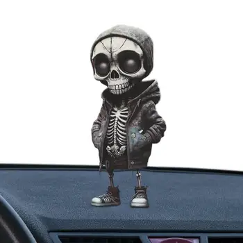 Интериор под формата на скелет на колата, декорации за арматурното табло, мини-череп с яке за Хелоуин, интериор в стил пънк, подпори на ужасите