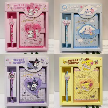 Кавайный Бележник Sanrio Hello Kitty Mymelody Cinnamorroll Cartoony Тетрадка Тетрадка Дневник Покет Книга Студентски Канцеларски Материали Подарък Кутия