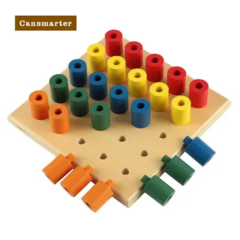 Математически Материали Монтесори Цветни Цилиндър Прости Дървени Клечки за Обучение на Деца от Предучилищна Възраст се Учат на Допир Детска Игра, Играчки за Деца