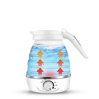 Мини-походный чайник Силикон електрически бойлер за вода с подвижен кабел за захранване