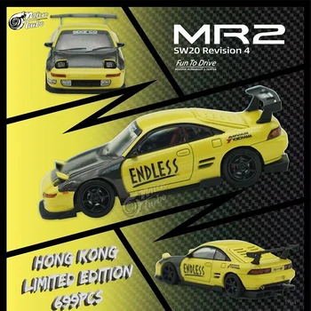 МТ 1: 64 MR2 SW20 Жълт капак от въглеродни влакна, хвърли под налягане, колекция от модели автомобили, Diorama, миниатюрни играчки Carros, МикроТурбо