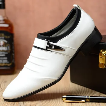 мъжки бизнес бели обувки от дишаща естествена кожа, zapatos de vestir ал hombre, луксозни обувки, мъжки дизайнерски сватбени обувки за мъже