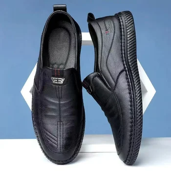 Мъжки кожени обувки, мъжки бизнес модельная обувки, дишаща лоферы без закопчалка, британска ежедневни мъжки кожени обувки, обувки за шофиране