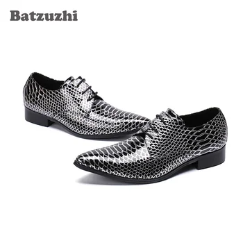 Мъжки обувки Batzuzhi, Нова официална ръчно изработени обувки дантела с остър бомбе, Мъжки бизнес и вечерни zapatos de hombre, по-Големи размери от 6 до 12
