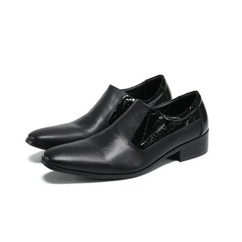 Нова класическа однотонная официалната обувки големи размери, офис обувки с остри пръсти в британския стил, мъжки бизнес обувки от естествена кожа