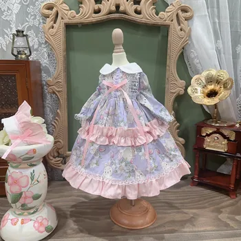 Облекло за кукли BJD подходящ за размера на кукли 1/3 1/4 1/6 Blythe яка, светло лилаво пола принцеса в стил Лолита рокля и аксесоари за кукли