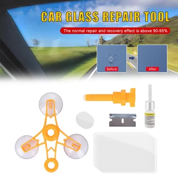 Обновете инструмент за ремонт на пукнатини на предното стъкло на автомобила, течност за ремонт автостекол, смола, комплект за поправка на драскотини, пукнатини, чипс, полумесец