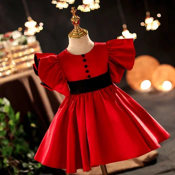 Празнична рокля, червени великденски рокли за момичета, детски рокля-пакет за момичета, дрехи за първия рожден ден на 3 години, детски костюм за причастие