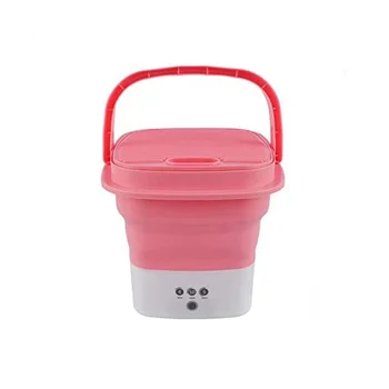 Розови преносими перална машина за пътуване, мини-сгъваема комбинирана перална машина с малък сгъваем водосточни кошница Штепсельная вилица ЕС