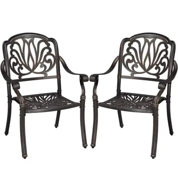 Столове за бистро SmileMart с древен бронзов спирала дизайн, алуминиеви, комплект от 2