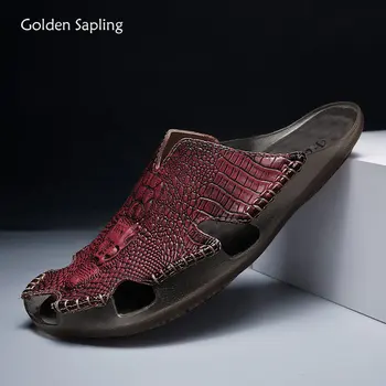 Улични мъжки чехли Golden Sapling, лятна обувки в стил ретро, ежедневни мъжки джапанки на равна подметка за почивка, лека плажна обувки, вечерни чехли
