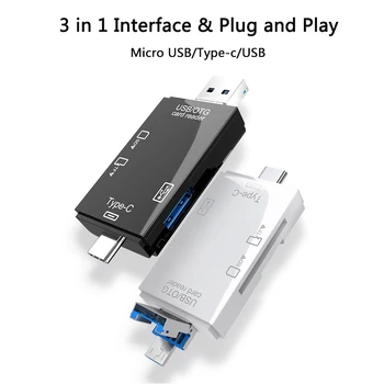 Устройство за четене на SD карти USB C Устройство за четене на карти памет, USB 2.0 TF/Mirco SD Smart Memory Card Reader и Адаптер за четене на карти памет Type C OTG Flash Drive Cardreader