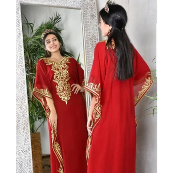 Червените марокански Дубайские caftans, Абайя, много красива дълга рокля, с плажна рокля за партита, европейски и американски модни тенденции